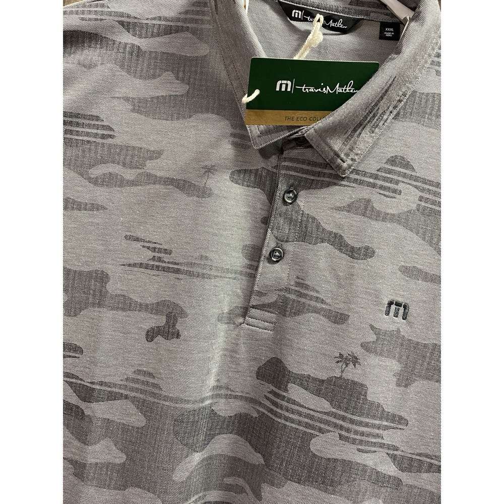 TravisMathew Beachside Stealth Polo Shirt Heather Grey Camo 1MY588 Mens 3XL NEW